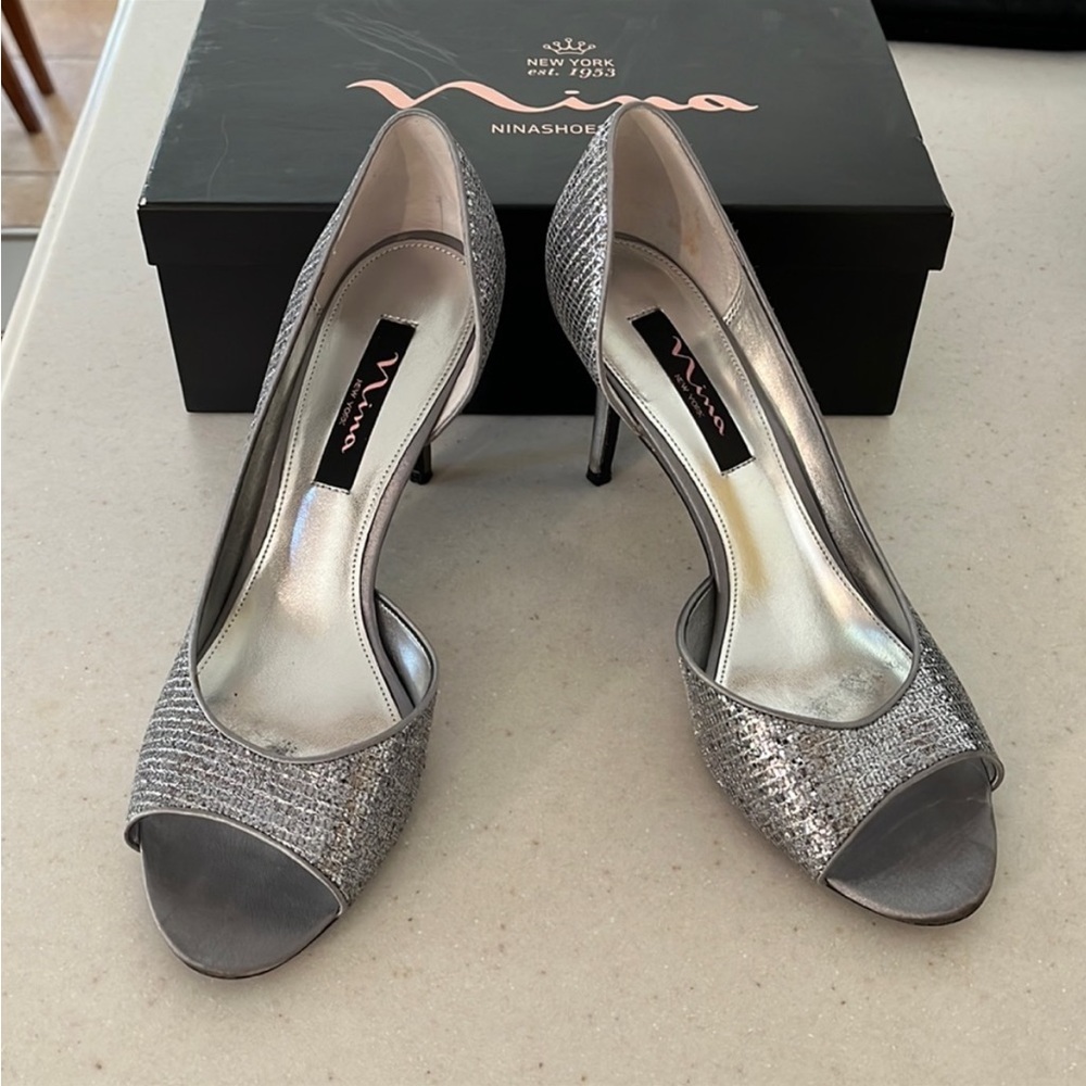 NINA silver heels